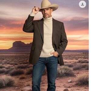 Vintage Levis Panatela Sportswear Blazer Jacket Brown Two Button Classic Fit 40R